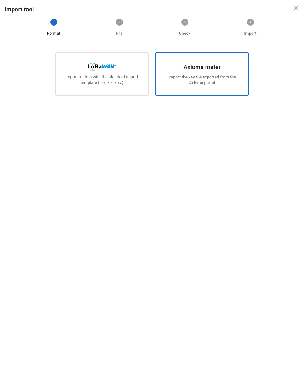 Choisir le format Axioma meter — Étape 1