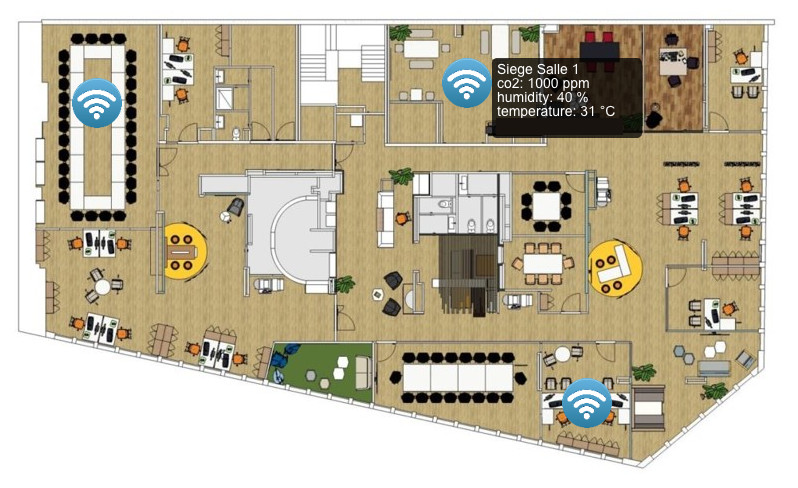 etage de bureau avec capteurs
